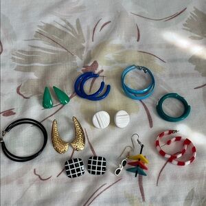 Assorted Colorful Hoop and Stud Earring set. VINTAGE. 1980s & 90s!